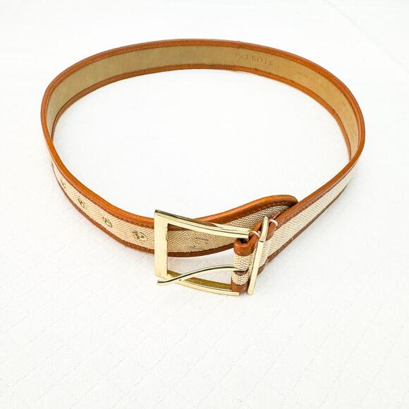 Talbots Rattan Canvas Leather Brown Trimmed Belt Size Small - Picture 4 of 5